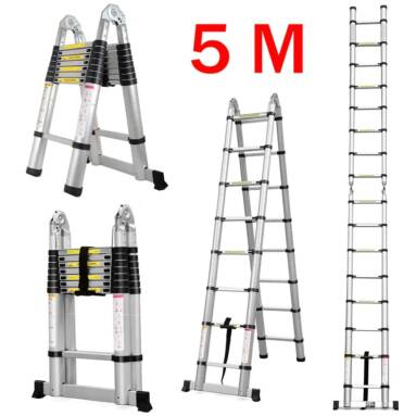 $169 with coupon for Finether KT250D 5M Portable Heavy Duty Multi-Purpose Aluminum Folding Telescoping Ladder EU warehouse from GearBest