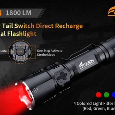 €35 with coupon for Fitorch MR26 1800lm Waterproof LED Flashlight – BLACK from BANGGOOD