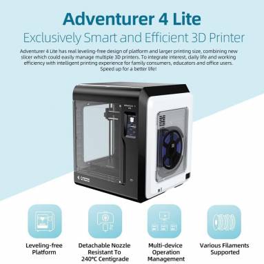 €549 with coupon for Flashforge Adventurer 4 Lite 3D Printer Auto Leveling High Temperature Detachable Nozzle Build Volume 220x200x250mm from EU warehouse GEEKBUYING