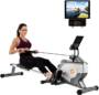 Folding Rowing Machine LCD Display Tablet Shelf 8 Levels Resistance Smooth belt drive