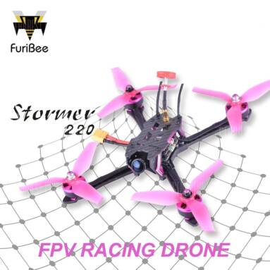 $169 with coupon for FuriBee Stormer 220mm FPV Racing Drone – BNF  –  WITH FRSKY RECEIVER  COLORMIX from GearBest