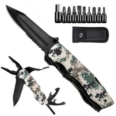 €7 with coupon for [Enhance Version] GHK-MK92 13 In 1 Multifunctional Camouflage Tools Folding Outdoor Tool Kitchen Bottle Opener Sharp Pocket Multitool Knife Pliers Saw Blade Cutter Screwdriver Tools from EU CZ warehouse BANGGOOD