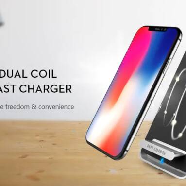 $14 with coupon for GOCOMMA Dual Coil 9V 5V Wireless Fast Charger from GearBest