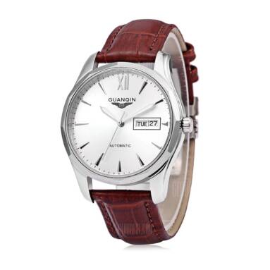 $51 with coupon for GUANQIN GJ16034 Men Auto Mechanical Watch  –  WHITE from GearBest