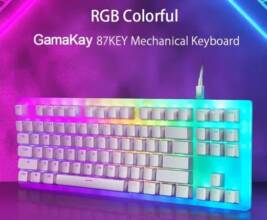 $48 with coupon for GamaKay K87 87 Keys Mechanical Gaming Keyboard Hot Swappable Type-C Wired USB 3.1 Translucent Glass Base Gateron Switch ABS Two-color Keycap RGB Gaming Keyboard from BANGGOOD