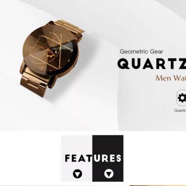 $0.99 with coupon for Gear Geometric Steel Band Quartz Watch – BLACK from GearBest