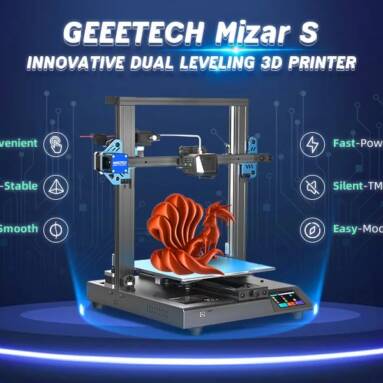 €308 with coupon for Geeetech Mizar S 3D Printer, ABL GML Dual Leveling, Fixed Heat Bed, 3.5″ Color Touch Screen, Double Z-axis, Ultra Silent 32Bit Motherboard, Resume Printing, 3 Color RGB LED, 255*255*260mm from EU warehouse TOMTOP