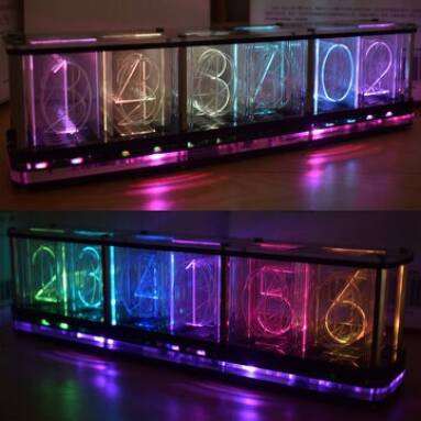 €28 with coupon for Geekcreit® Imitate Glow Clock Full Color RGB Glow Tube Clock LED Music Spectrum Kit from BANGGOOD