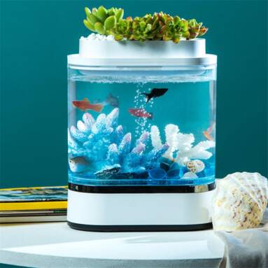 $34 with coupon for Geometry Mini Lazy Fish Tank USB Charging Self-cleaning Aquarium with 7 Colors LED Light from Xiaomi Youpin from BANGGOOD