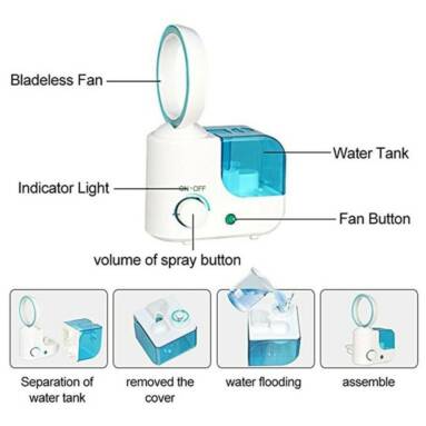 53% OFF 25W Super Mute Air Humidifier Bladeless Fan,limited offer $35.69 from TOMTOP Technology Co., Ltd