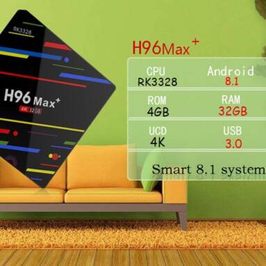 $49 with coupon for H96 MAX+ TV Box 4GB RAM + 32GB ROM – BLACK EU PLUG from GearBest