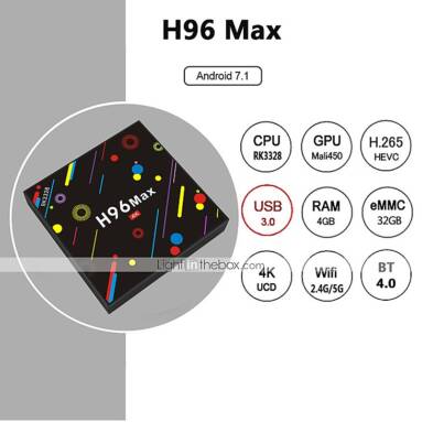 €39 with coupon for H96 Max Android 7.1.1 TV Box RK3328 Quad-Core 64bit Cortex-A53 4GB RAM 32GB ROM Octa Core from LightInTheBox