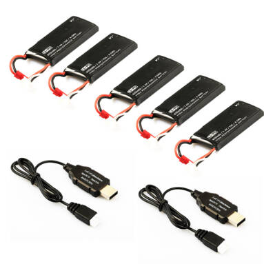 Batterie Packung (4 pcs 7.4V 610mAh Batterien +2 pcs USB Ladegerät ) für Hubsan H502S H502E Quadcopter from RCMaster