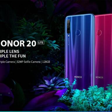 €173 with coupon for HUAWEI Honor 20 Lite 4G Phablet 6.21 inch EMUI 9.0.1 Android 9.0 Kirin 710F Octa Core 4GB RAM 128GB ROM 3 Rear Camera 3400mAh Battery Global Version – Blue from GEARBEST