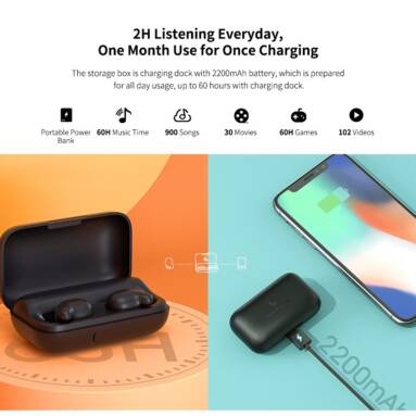 €23 with coupon for Haylou T15 TWS bluetooth 5.0 Earphone Wireless Earbuds Bilateral Call 2200mAh Power Bank Stereo Headphone from Xiaomi Eco-System from BANGGOOD
