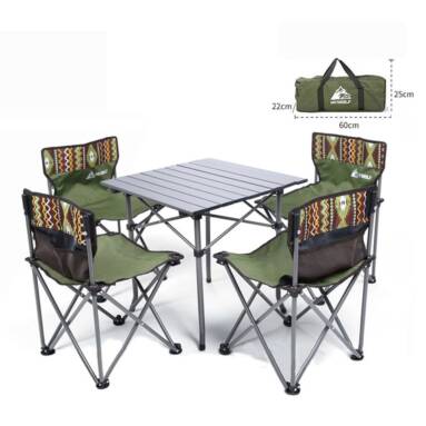 €69 with coupon for Hewolf 5 PCS Camping Table Chairs Set Fishing Chairs Portable Comfortable Picnic Folding Chairs Tables Outdoor Beach Travel from EU PL warehouse BANGGOOD