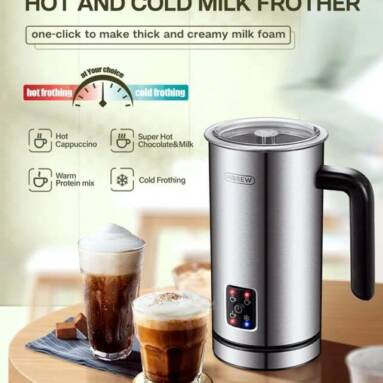 €42 with coupon for HiBREW 4 in 1 Milk Frother Frothing Foamer Fully automatic Milk Warmer Cold/Hot Latte Cappuccino Chocolate Protein powder M3 from EU warehouse HEKKA