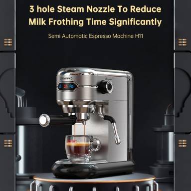 €112 with coupon for HiBREW H11 Semi Automatic Espresso Machine 1450W 1.1L 19Bar High Extraction 25s Rapid Heating Single/Double Cup Coffee Maker EU from EU warehouse GEEKBUYING