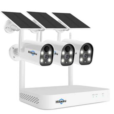 €189 with coupon for Hiseeu 2K HD Wireless 3-Cam Kits Solar Battery Powered Wireless Security Camera System from BANGGOOD