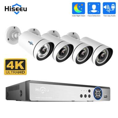 €218 with coupon for Hiseeu 4K UHD 4CH 8MP PoE Security Camera Kit from BANGGOOD