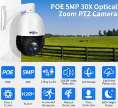 €112 with coupon for Hiseeu 5mp 30X Optical Zoom PTZ IP POE Security Surveillance Camera CCTV 2-Way Audio Record Outdoor Street Motion Detection Waterproof from BANGGOOD