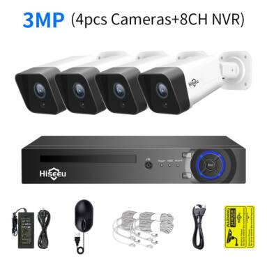 €195 with coupon for Hiseeu IP POE 3MP CCTV Security Surveillance Camera System Kit from EU warehouse GEEKBUYING