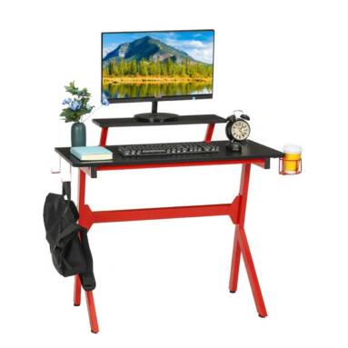 €70 with coupon for Hoffree Ergonomic Gaming Desk E-sports Computer Office Table PC Laptop Desk Gamer Tables with Cup Holder for iMac from EU CZ warehouse BANGGOOD