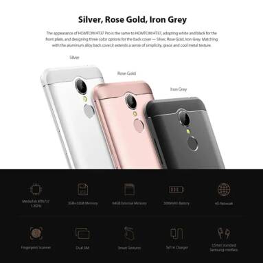 $99 with coupon for Homtom HT37 Pro 4G Smartphone – SILVER 3GB RAM 32GB ROM from GearBest