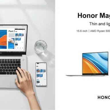 €827 with coupon for Honor MagicBook 15 2021 Ryzen Edition 15.6 inch AMD R5-5500U 16GB RAM 3200MHz 512GB NVMe SSD 300nits 100%sRGB 56Wh Battery WiFi6 Camera Backlit Fingerprint Full-featured Type-C Fast Charging Notebook from BANGGOOD