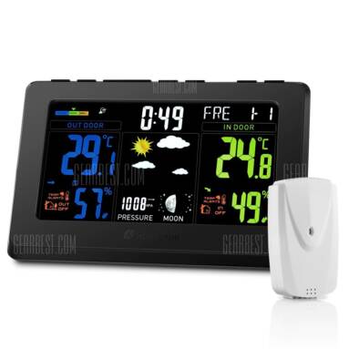 $39 with coupon for Houzetek S657 Color Weather Station Forecast Temperature Humidity Monitor  –  PLUG TYPE C  BLACK from GearBest