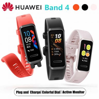 32 € med kupon til Huawei Band 4 Fuld berøringsskærm Armbånd Puls SPO2 Monitor Flere sprog USB Opladning Smart Watch Kinesisk version - Sort fra BANGGOOD