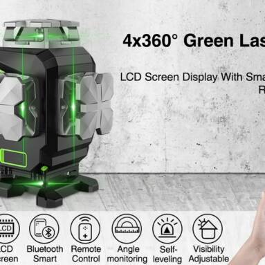 €202 with coupon for Huepar S04CG 16 lines 4D Cross Line Laser Level bluetooth & Remote Control Functions Green Beam with Hard Carry Case from EU CZ warehouse BANGGOOD