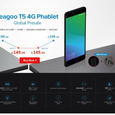 $149 Global Presale for Leagoo T5 4G Phablet from GearBest