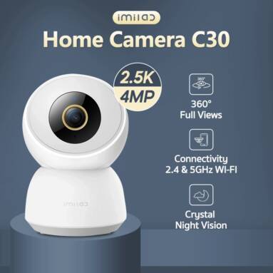 €26 with coupon for Global Version IMILAB C30 4MP WIFI IP Camera Surveillance Security H.265 Night Vision Human Detection Human Tracking Indoor Camera Work With Alexa Google Assistant from BANGGOOD