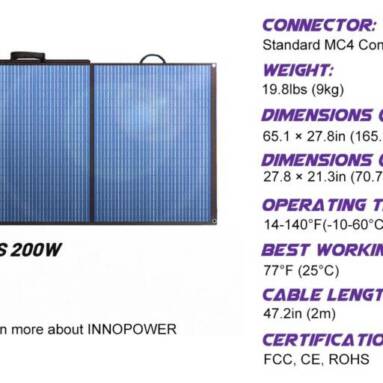 €339 with coupon for INNOPOWER SX200 200W Foldable Solar Panel from EU warehouse BUYBESTGEAR