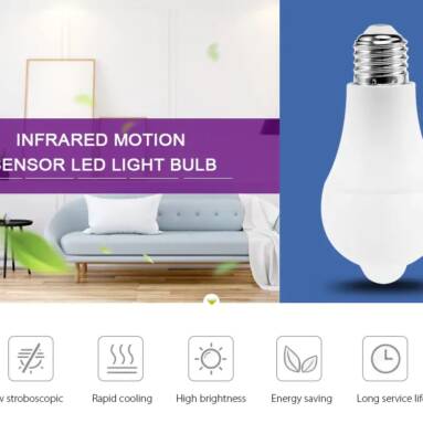$3 with coupon for Infrared Motion Sensor LED Light Bulb Lamp Screw Base for Indoor Lighting from GearBest