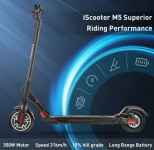€395 with coupon for Iscooter M5 36V 7.5Ah 350W 8.5in Folding Moped Electric Scooter 31km/h Top Speed 25KM Mileage Electric Scooter Max Load 100Kg from EU CZ warehouse BANGGOOD