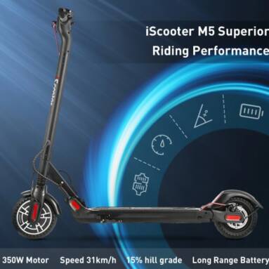 €393 with coupon for Iscooter M5 36V 7.5Ah 350W 8.5in Folding Moped Electric Scooter 31km/h Top Speed 25KM Mileage Electric Scooter Max Load 100Kg from EU CZ warehouse BANGGOOD