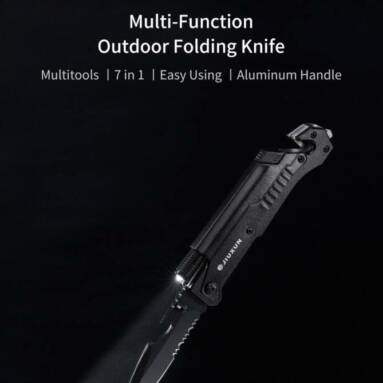€13 with coupon for JIUXUN Multi-Function Assisted Folding EDC Knife Tool Serrated Blade Flashlight Outdoor Emergency Survival Tools Kit Knife from Xiaomi Youpin from EU CZ warehouse BANGGOOD