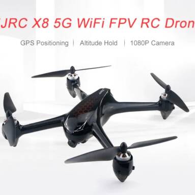 $114 with coupon for JJRC X8 5G WiFi 1080P Camera FPV RC Drone GPS Positioning Altitude Hold Quadcopter BLACK 1 BATTERY from GearBest