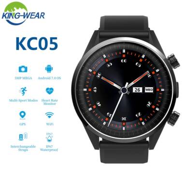 €89 with coupon for KINGWEAR KC05 4G 8MP Camera IP67 Waterproof WIFI GPS Detachable Strap Smart Watch Phone from BANGGOOD