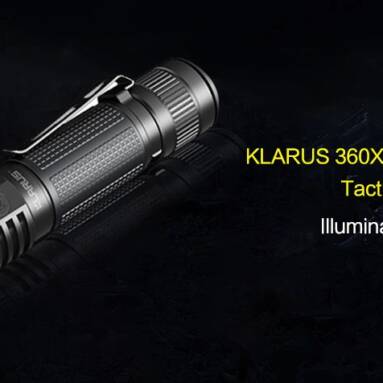 €53 with coupon for KLARUS 360X1 Portable 1800lm Tactical LED Flashlight for Outdoor – BLACK from GearBest