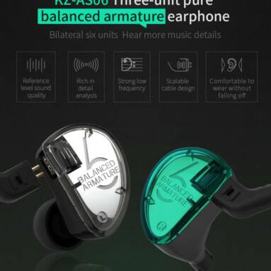 $34 with coupon for KZ AS06 In-ear Stereo Earphones 3BA HiFi BassEarbuds – GREEN WITHOUT MIC from GearBest
