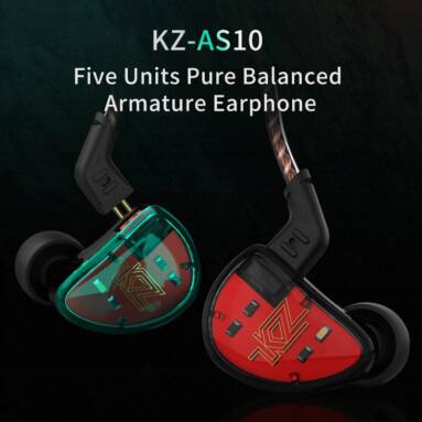 $35 with coupon for KZ AS10 5BA HiFi Stereo Earphone In-ear Earbuds black with MIC  from GearBest
