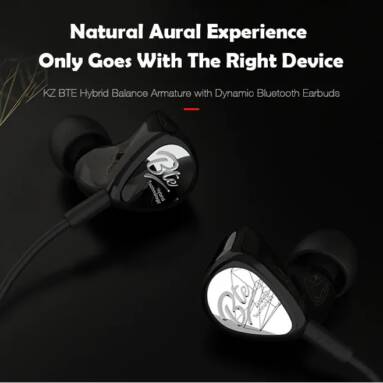 $14 with coupon for KZ BTE Hybrid Balance Armature Dynamic Driver Sports Bluetooth Earbuds from GearBest