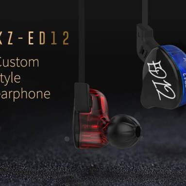 $5 with coupon for KZ ED12 HiFi Music In Ear Earphones with Mic – BLUE AND RED from GearBest