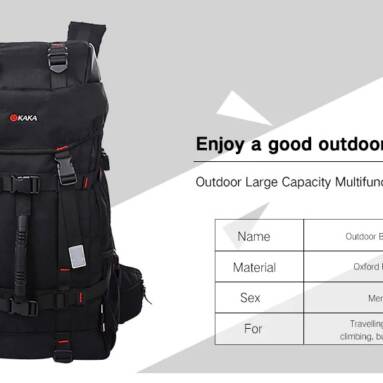 $33 with coupon for Kaka Outdoor Large Capacity Water-proof Backpack – BLACK from GearBest