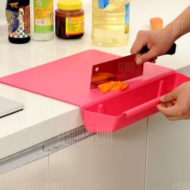 $10 with coupon for Kitchen Cutting Board with Storage Tank  –  PINK from GearBest