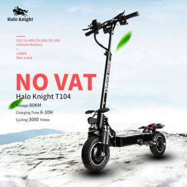 €970 with coupon for Knight T104 52V 28.8Ah 2000W Dual Motors Folding Moped Electric Scooter 10inch 65Km/h Top Speed 80km Mileage Range Max Load 150kg from EU CZ warehouse BANGGOOD