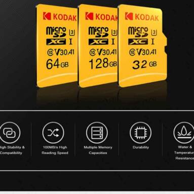 $9 with coupon for Kodak High Speed U3 A1 V30 Micro SD Card TF Card – Yellow 64GB from GEARBEST